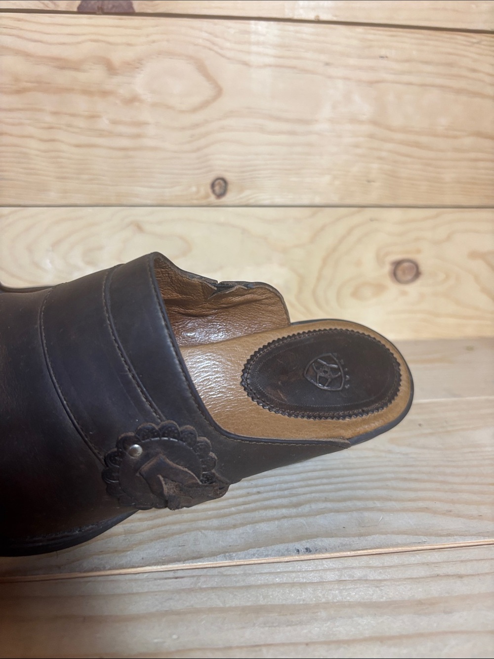 Ariat brown leather western mules size 8.5 - Picture 4 of 10
